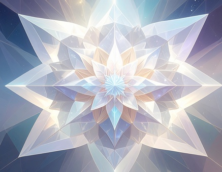 クリスタルでできた雪の結晶、神聖な光