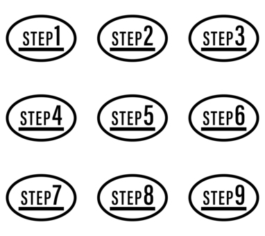 STEPアイコン アウトライン step,アイコン,ステップ,順番,順序,番号,段階,見出し,目印,サインのイラスト素材