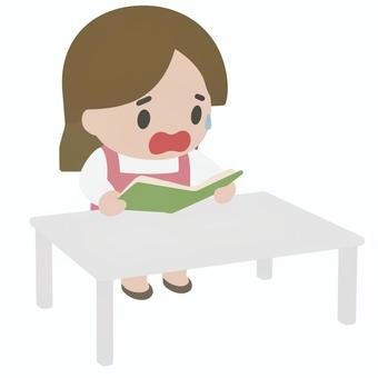 焦り本を読むOL ol,本,読書,焦り,緊張,慌てる,勉強,学習,知識,オフィスのイラスト素材