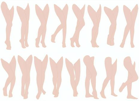女性レッグモデルイラスト集2-17 人体,身体,女性,下半身,パーツモデル,レッグモデル,ポージング,脚タレ,脚,つま先のイラスト素材