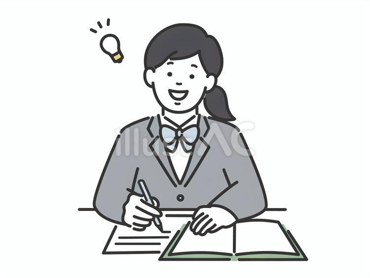 授業内容が理解できる女子学生　学習 やる気,理解,嬉しいのイラスト素材