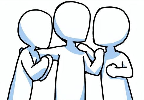 仲間に囲まれる人 仲間,チーム,協力,支え合い,人間関係,団結,仲良し,シンプル,棒人間のイラスト素材