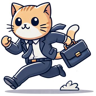 走る猫のビジネスマン