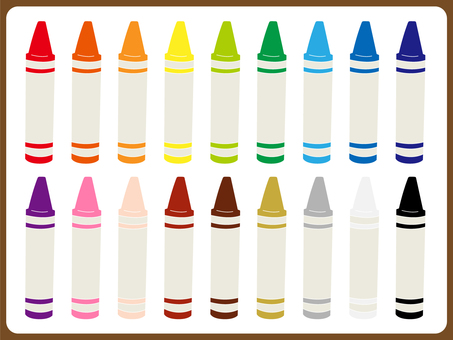 文具_クレヨン20色セット線なし クレヨン,文具,文房具,stationery,学校,筆記用具,授業,教育,学校用品,シンプルのイラスト素材