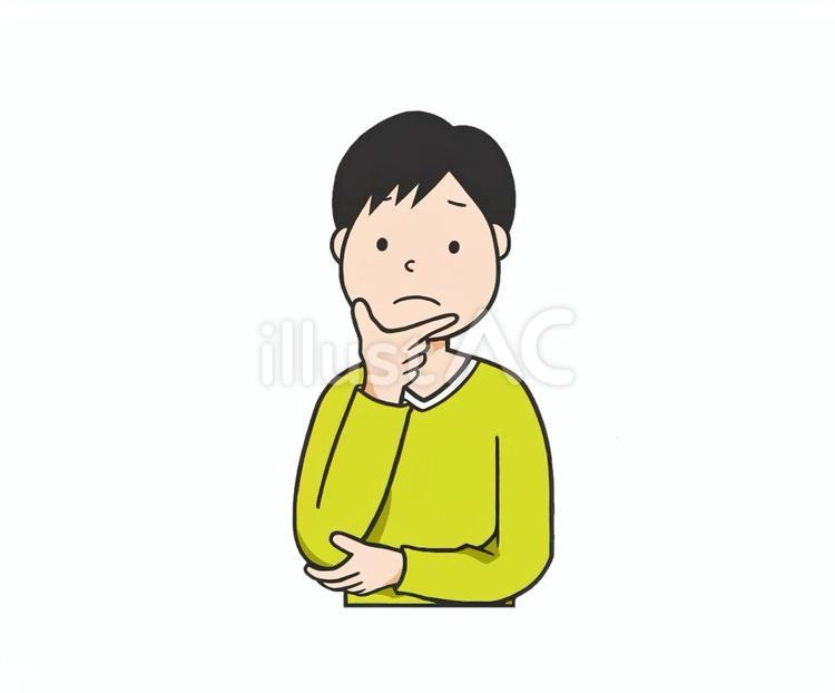 考えたり検討中のポーズをする若い男性 男性,思考中,検討中のイラスト素材