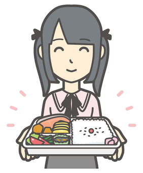  地雷系女子-081-バスト 弁当,地雷系,女性,女の子,ツインテール,人物,かわいい,お弁当,お弁当箱,食事のイラスト素材