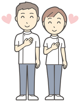  理学療法士の男女-026-全身 好き,理学療法士,男女,医療,病院,クリニック,整体師,柔道整復師,鍼灸師,人物のイラスト素材