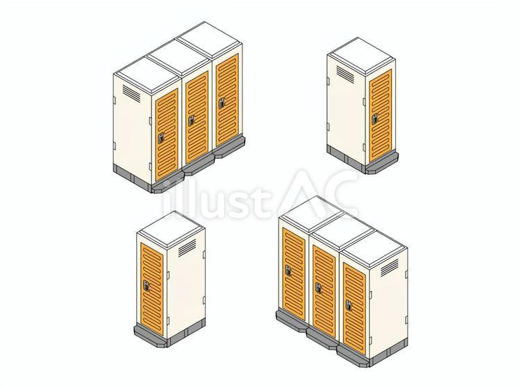 仮設トイレ　アイソメトリック 仮設トイレ,仮設,トイレのイラスト素材
