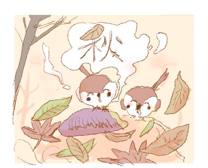 秋スズメ スズメ,可愛い,デフォルメ,秋,焼きいものイラスト素材
