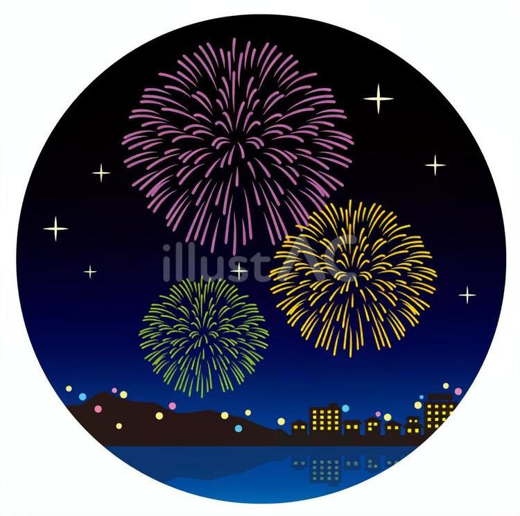花火05(紫黄緑) 花火,アイコン,あしらいのイラスト素材