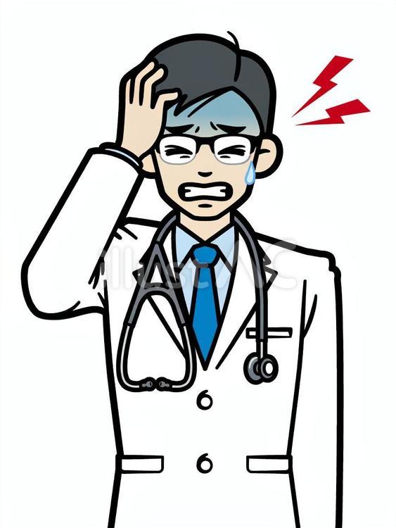 頭痛がする若い男性医師 人物,男性,医者のイラスト素材