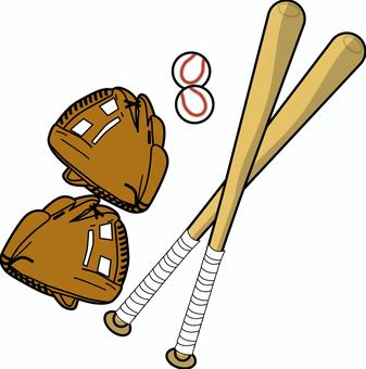 野球道具 野球,ボール,グローブ,木製,バット,遊び,ゲーム,道具のイラスト素材