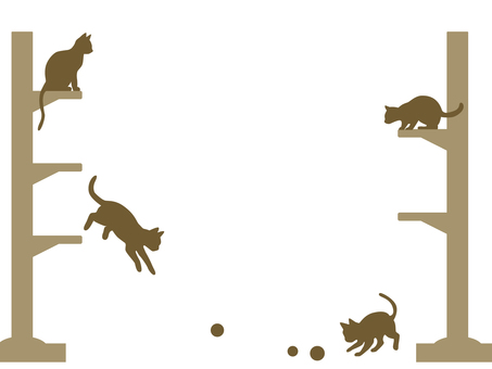 Illustration, cat, cat tower, silhouette, 