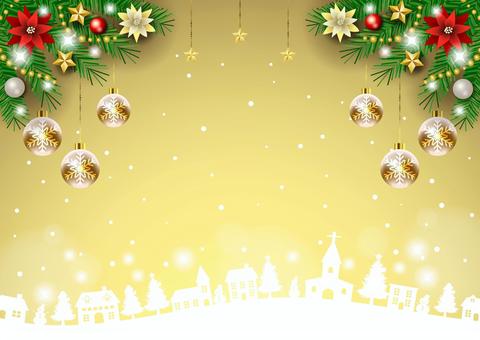 Christmas25115 街並み,オーナメント,ポインセチア,クリスマス,雪だるま,星,スター,家,飾り,あしらいのイラスト素材