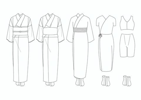 女性の和装、着付け手順(線画) 女性の和装、着付け手順(線画) 着付け,着物,和服,線画,塗り絵のイラスト素材