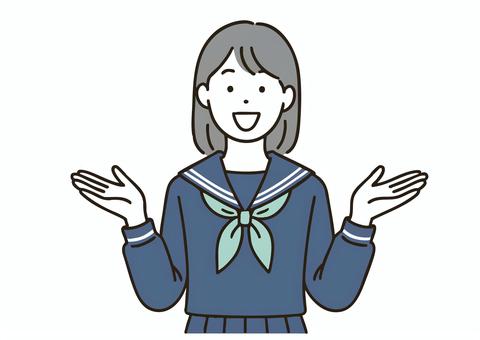 Illustration, woman high student, sailor suit, high school student, 