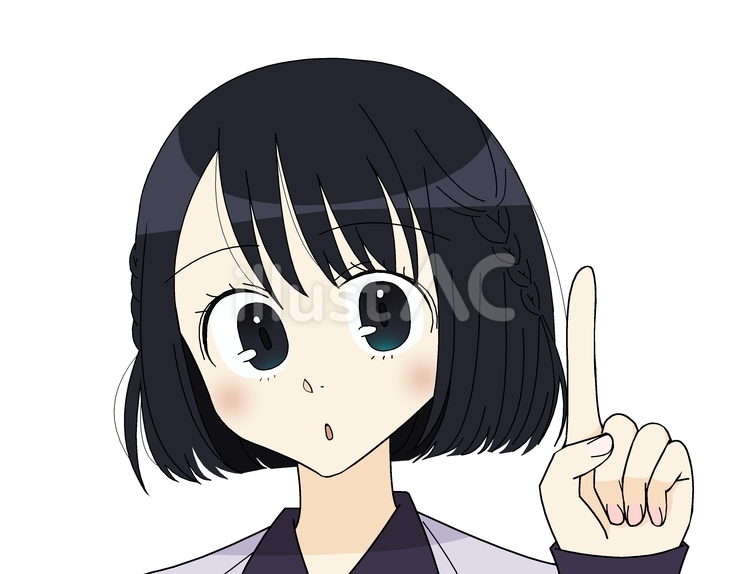 指をさすボブヘアーの女の子 人物,萌え系,指さしのイラスト素材