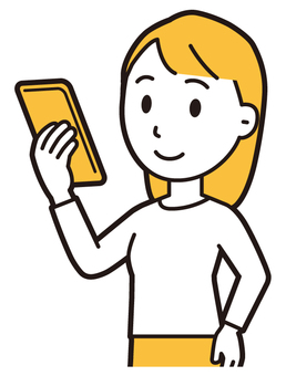  ロングヘア女性(黄)-489-バスト スマホ,女性,女の子,人物,かわいい,携帯電話,モバイル,アプリ,スマートフォン,見るのイラスト素材