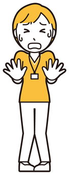  訪問看護師女性(黄)-116-全身 困る,訪問看護師,看護師,女性,医療,病院,介護,ナース,在宅看護,クリニックのイラスト素材