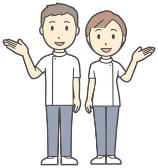  理学療法士の男女-020-全身 案内,理学療法士,男女,医療,病院,クリニック,整体師,柔道整復師,鍼灸師,人物のイラスト素材