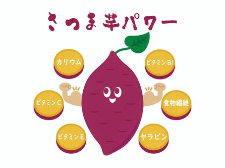 さつまいものイラスト1 さつまいも,栄養,断面,芋,食べ物,秋,笑顔,キャラクター,かわいい,イラストのイラスト素材