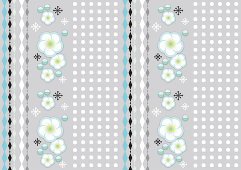 梅の花・グレー 梅の花,春,花柄,グレー,ドット柄,水玉,和柄,壁紙のイラスト素材