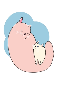 ほっこり 猫,親子,ママ,赤ちゃん,優しいのイラスト素材