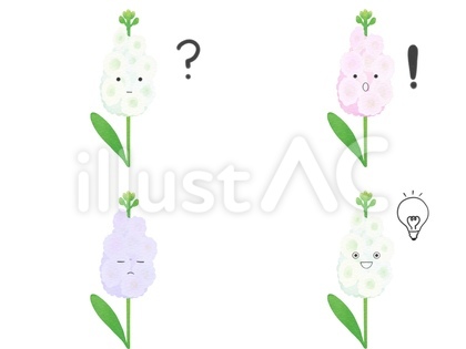 花のキャラの表情セット 考 ストック