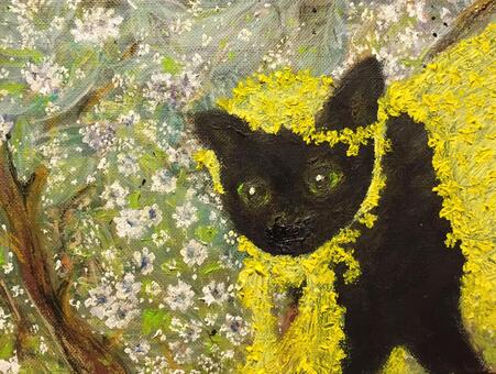 Black cat oil painting 4, black cat, black cat, black cat, JPG