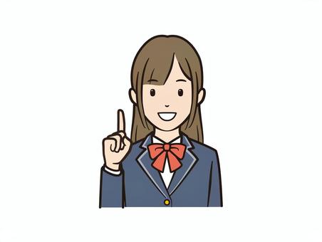 ポイントを伝える笑顔のブレザー女子 学生,女子高生,高校生,指差し,ポイント,ブレザー,リボン,女の子,女性,笑顔のイラスト素材