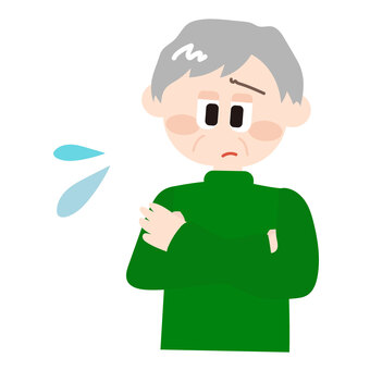 考える(困る)_老人の男性 考える,思考,困る,疑問,老人,感情,汗,ポーズ,お年寄り,男性のイラスト素材