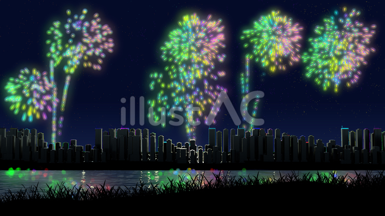 打ち上げ花火 花火,花火大会,水上花火のイラスト素材
