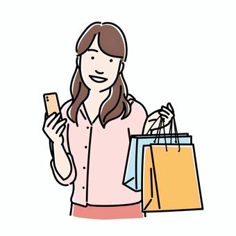 A young woman who looks happy shopping, , JPG, PNG and EPS