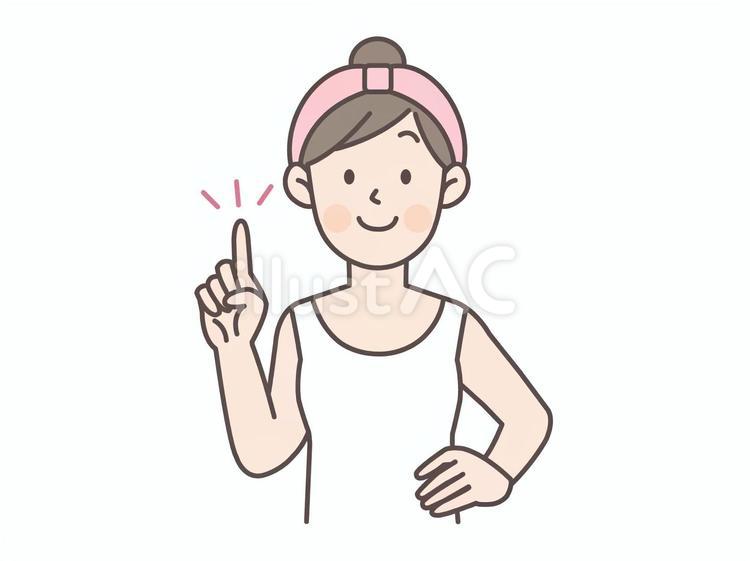 腰に手を当てて指差しする美容女性 女性,ヘアバンド,かわいいのイラスト素材