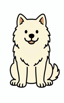 お座りするサモエド サモエド,お座り,大型犬,白色,ペットのイラスト素材
