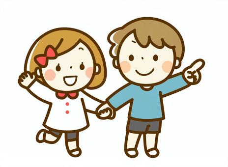 手をつないで歩く子供たち 散歩,歩く,手,つなぐ,出かける,子ども,男の子,女の子,幼児,幼稚園児のイラスト素材