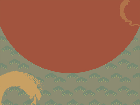 松柄と金の筆線の和風背景 和風,松,松柄,背景,金,筆線,手書き,和柄,シック,和風背景のイラスト素材