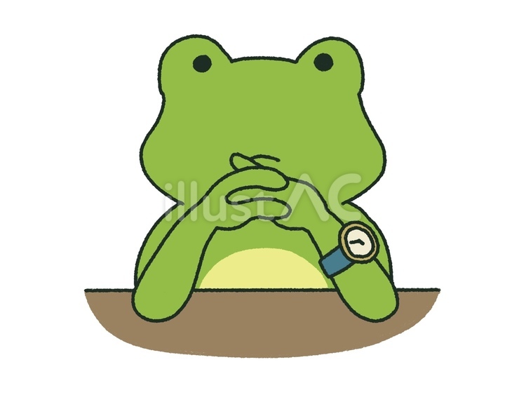 指を組んで考え事をするかえる 指,組む,考えるのイラスト素材