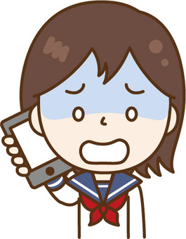 A woman in a sailor suit on a phone with a smartphone White E, , JPG, PNG and AI