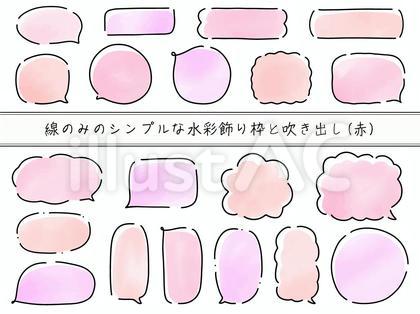 線のみのシンプルな飾り枠と吹き出し(赤)