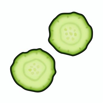 輪切りにしたきゅうりのリアルイラスト きゅうり,輪切り,野菜,夏野菜,ヘルシー,栄養,食育,健康,献立,レシピのイラスト素材