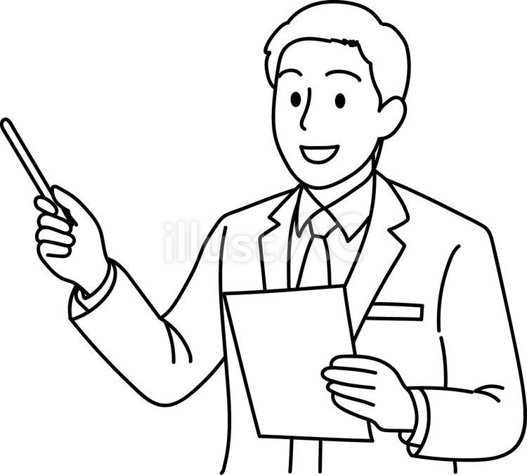 説明をしている男性 説明,説明会,プレゼンのイラスト素材