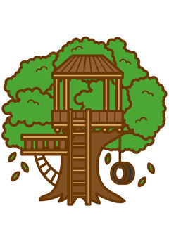 Illustration, treehouse, wood, a ladder, 