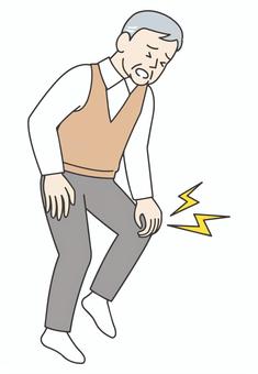 膝の痛みおじいちゃん 膝,痛い,高齢者,膝関節症,疼痛,おじいちゃんのイラスト素材