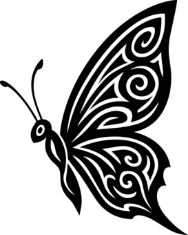 トライバル柄の蝶 トライバル柄の蝶 タトゥー,トライバル,蝶,バタフライ,昆虫,アゲハ蝶,羽,羽ばたくのイラスト素材