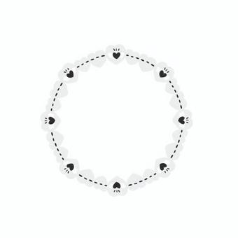 まるフレーム 丸,手描き,装飾,ハート,白黒,羽,フレームのイラスト素材