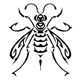モノクロ トライバル風 蜂のデザイン 蜂,虫,トライバル風,ネオトライバル風,モノクロ,ワンポイント,タトゥーデザインのイラスト素材