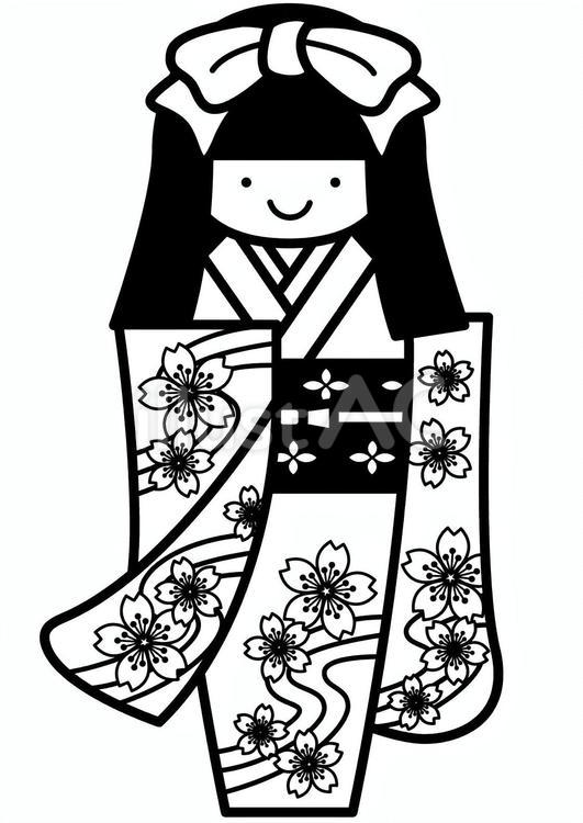 姉様人形-1c 姉様人形,人形,紙人形のイラスト素材