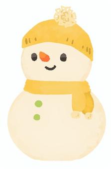 【水彩風手描き】かわいい雪だるま(黄) 【水彩風手描き】かわいい雪だるま(黄) ゆきだるま,雪,冬,外遊び,雪遊び,かわいい,スノーマン,黄,イエローのイラスト素材