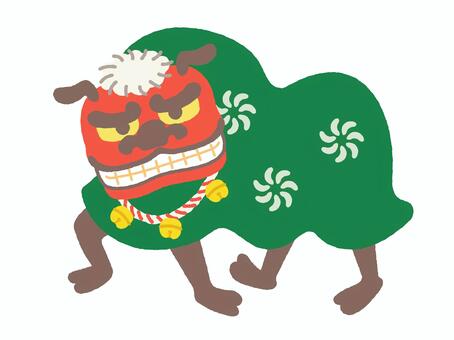 【お正月縁起物】獅子舞 獅子舞,正月,縁起物,あしらい,飾り,年賀状,シンプル,カラフル,手描き,かわいいのイラスト素材